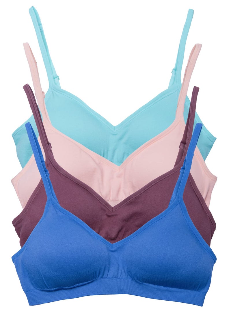 Kalon Womenâ€™s 4 Pack Demi Padded Bralette Wireless Comfortable Bra (M/L, Light Vintage) - Image 1